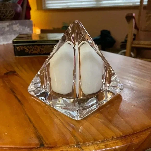 Munro Sweden Ice Glass Pyramid Toto Kjellsyrom; Vintage MCM large candle holder - Picture 4 of 7